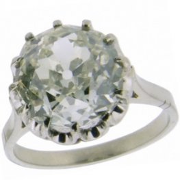 Old Cut Solitaire Cushion shaped diamond ring- 5 carats